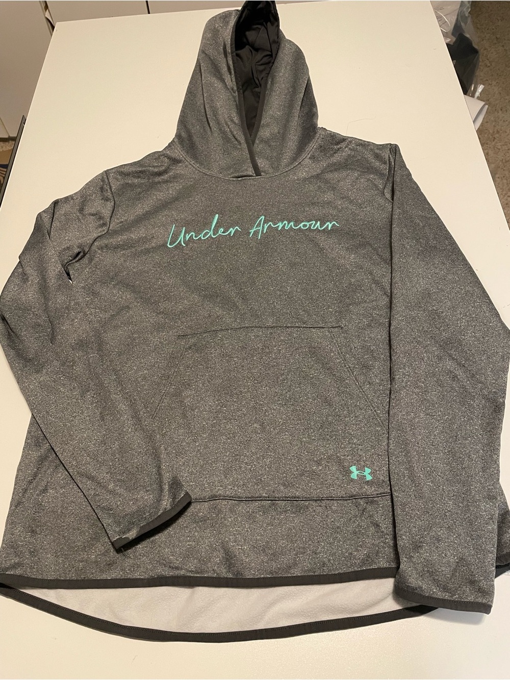 Under Armour Women's Gray Hoodie with Teal Script
